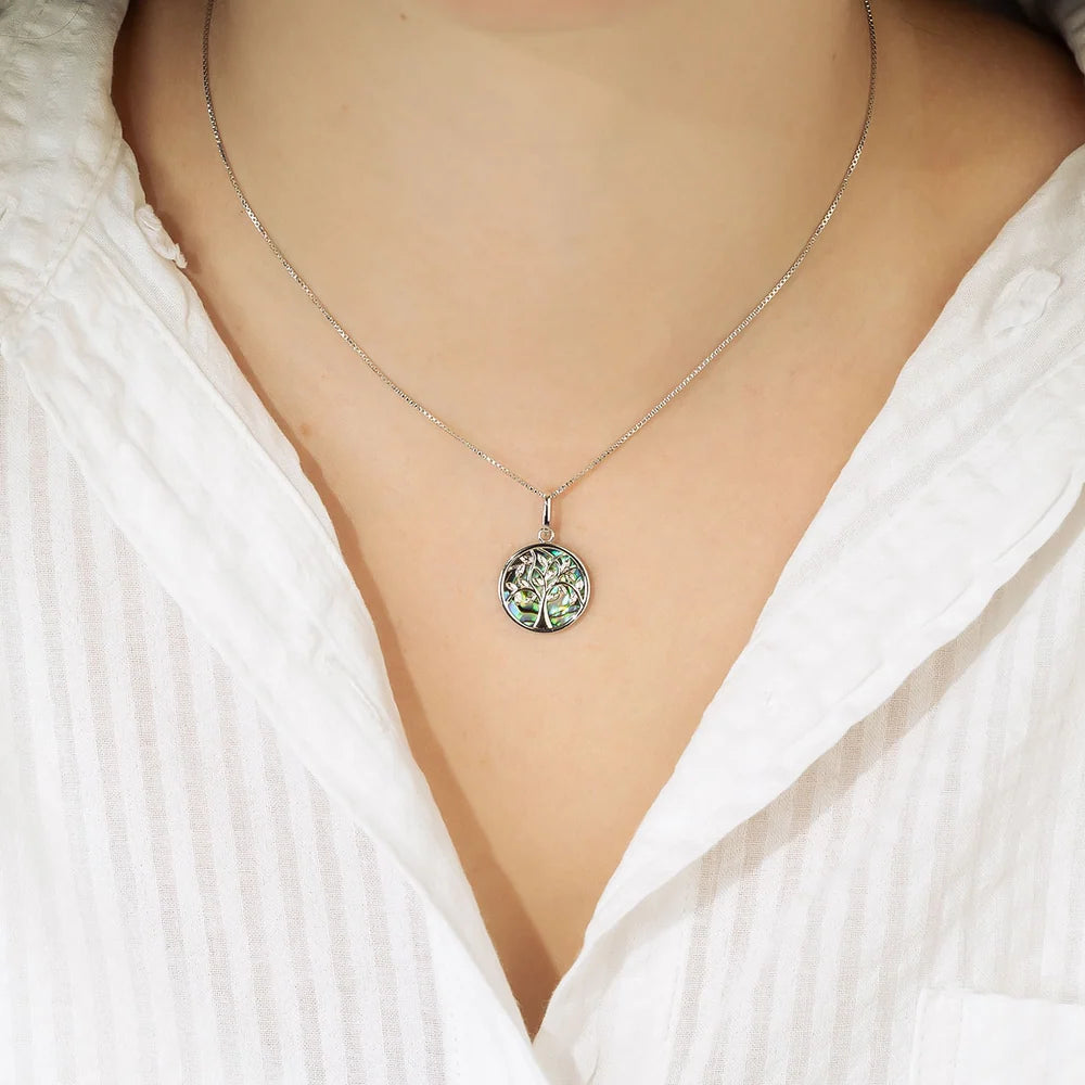 SILV TREE OF LIFE RP ABALONE RND PEND