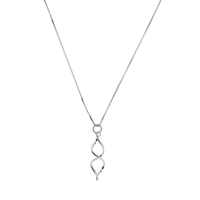 SILVER LONGER OPEN TWISTING PENDANT & CHAIN | 35640
