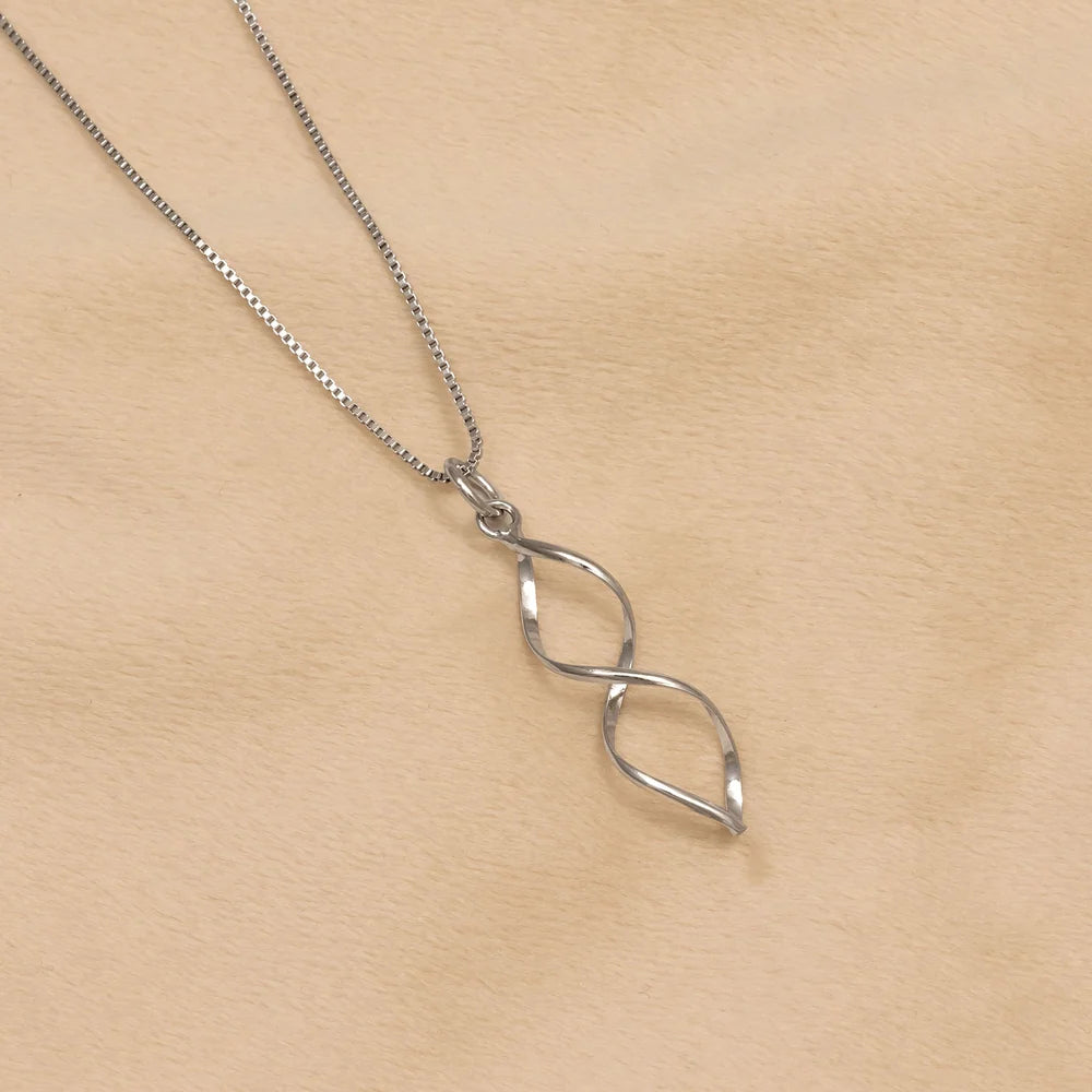 SILVER LONGER OPEN TWISTING PENDANT & CHAIN | 35640