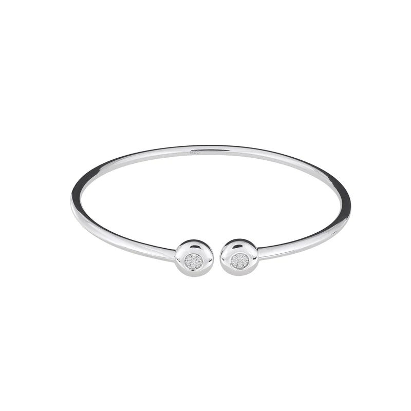 SILVER PAVE DISCS FLEXI CUFF BANGLE | 35691