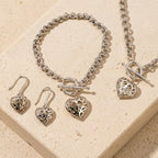 SILVER HANGING HEART OF YORKSHIRE T BAR BRACELET
