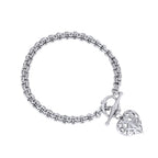 SILVER HANGING HEART OF YORKSHIRE T BAR BRACELET