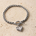 SILVER HANGING HEART OF YORKSHIRE T BAR BRACELET