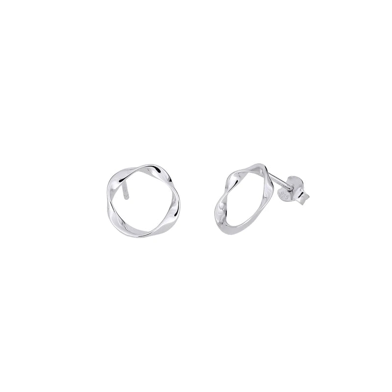 SILVER TWISTING OPEN CIRCLE STUD EARRINGS | 39267
