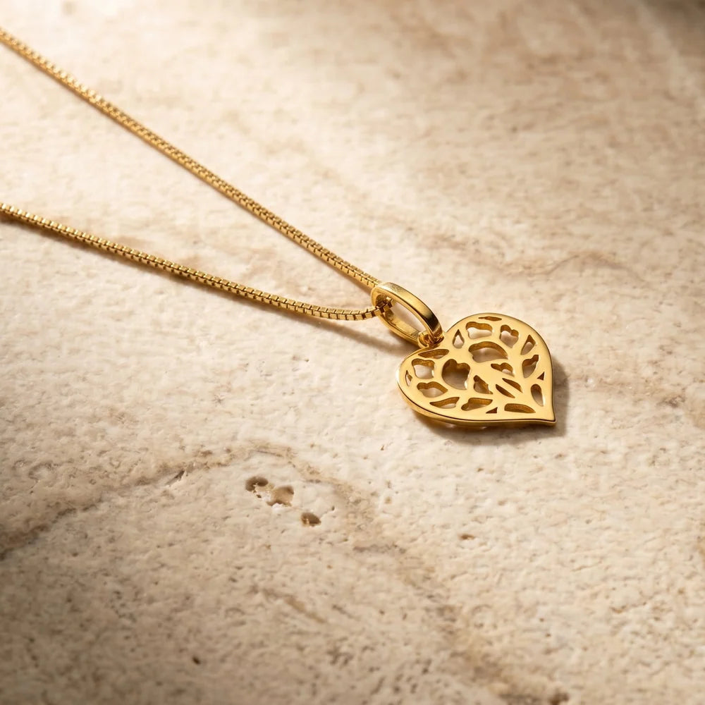 GOLD VERMEIL HEART OF YORKSHIRE PENDANT ON CHAIN