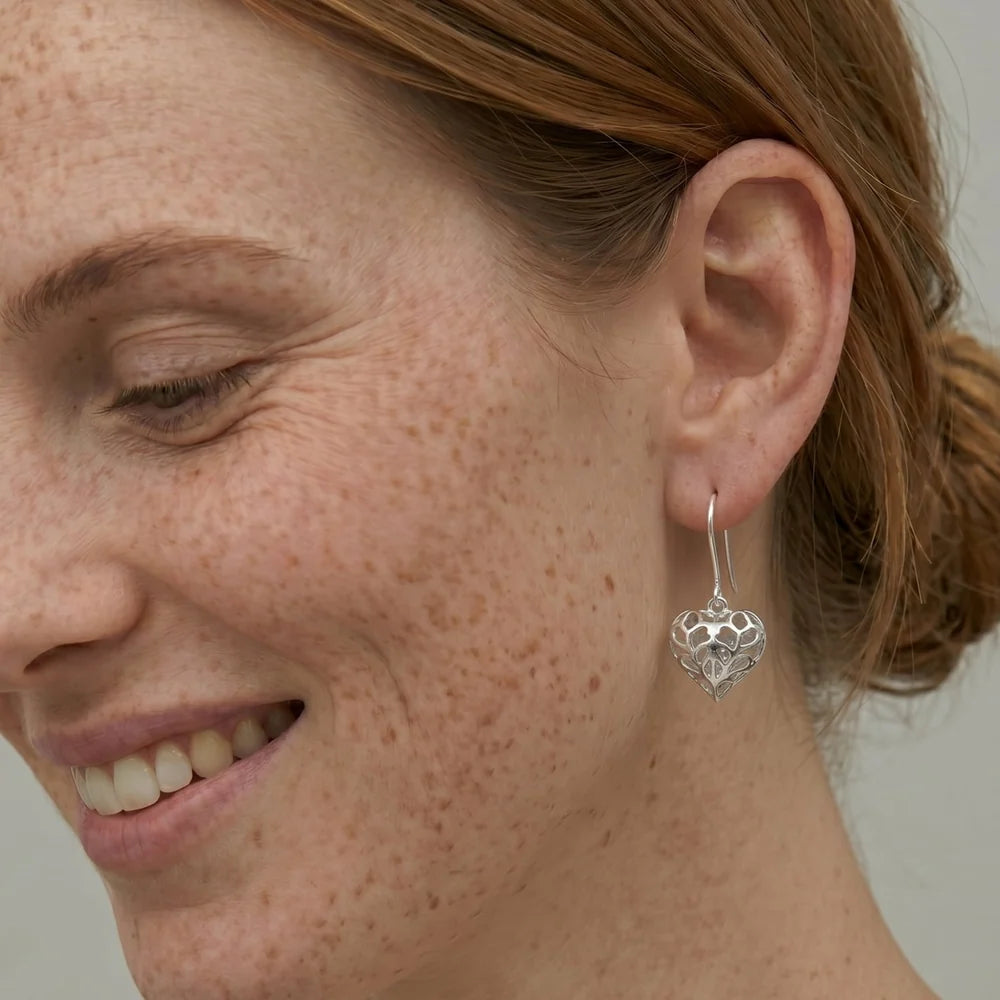 SILVER HANGING HEART OF YORKSHIRE DROP EARRINGS | 39379