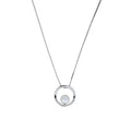 SILVER OPEN CIRCLE PEARL PENDANT BOX CHAIN