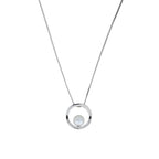 SILVER OPEN CIRCLE PEARL PENDANT BOX CHAIN