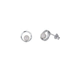 SILVER OPEN CIRCLE PEARL STUD EARRINGS