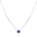 SILV ZIRC DIAMONFIRE BLUE SQUARE PAVE NECKLACE