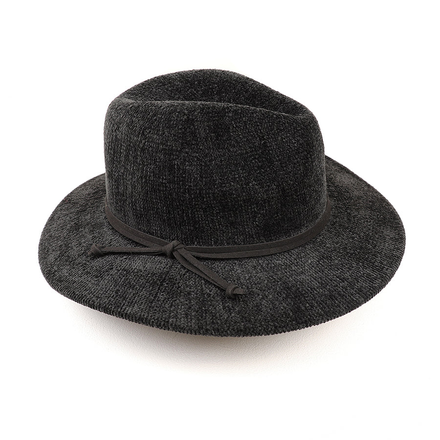 BLACK CHENILLE WINTER FEDORA
