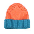 BURNT ORANGE & TURQUOISE BEANIE HAT