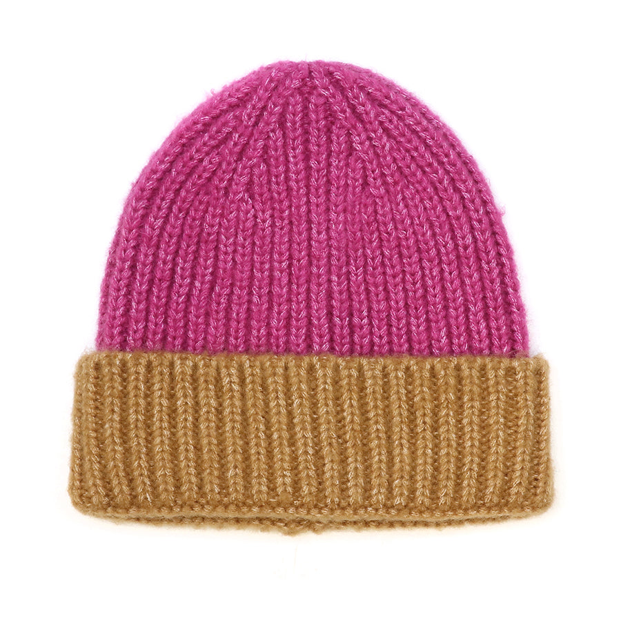 MAGENTA & COFFE BEANIE HAT