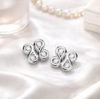 SILVER CZ ICONIC BOODLED MIRROR MOTIF STUD EARRINGS