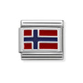 NOM NORWAY ENAMEL FLAG SILV SHINE
