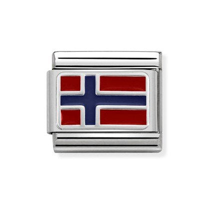 NOM NORWAY ENAMEL FLAG SILV SHINE