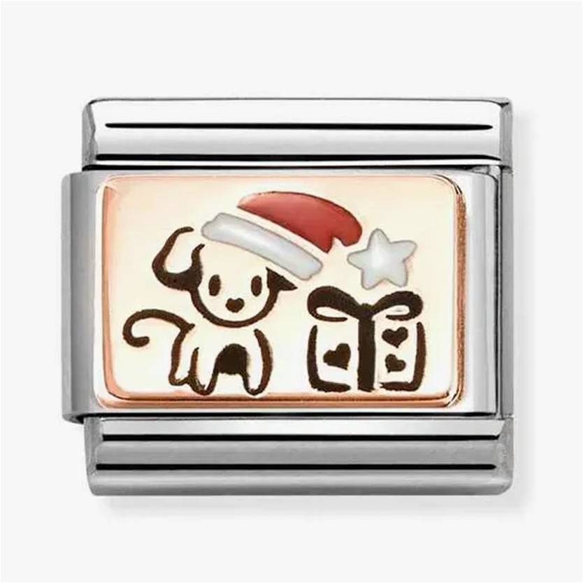 Nomination Rose Gold Enamel Dog with Gift Charm