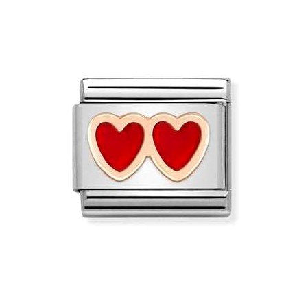 NOM ROSE DOUBLE RED HEART ENAMEL - SYMBOLS