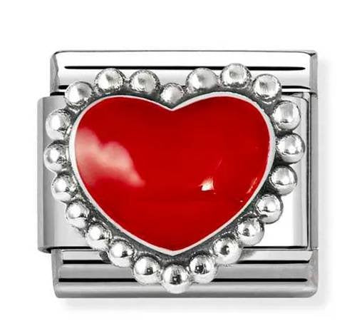 NOM RED DOTTED HEART SILV SH. - SYMBOLS