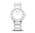 LDS BERING SS RND WHT DL. DOTS CERAM BW