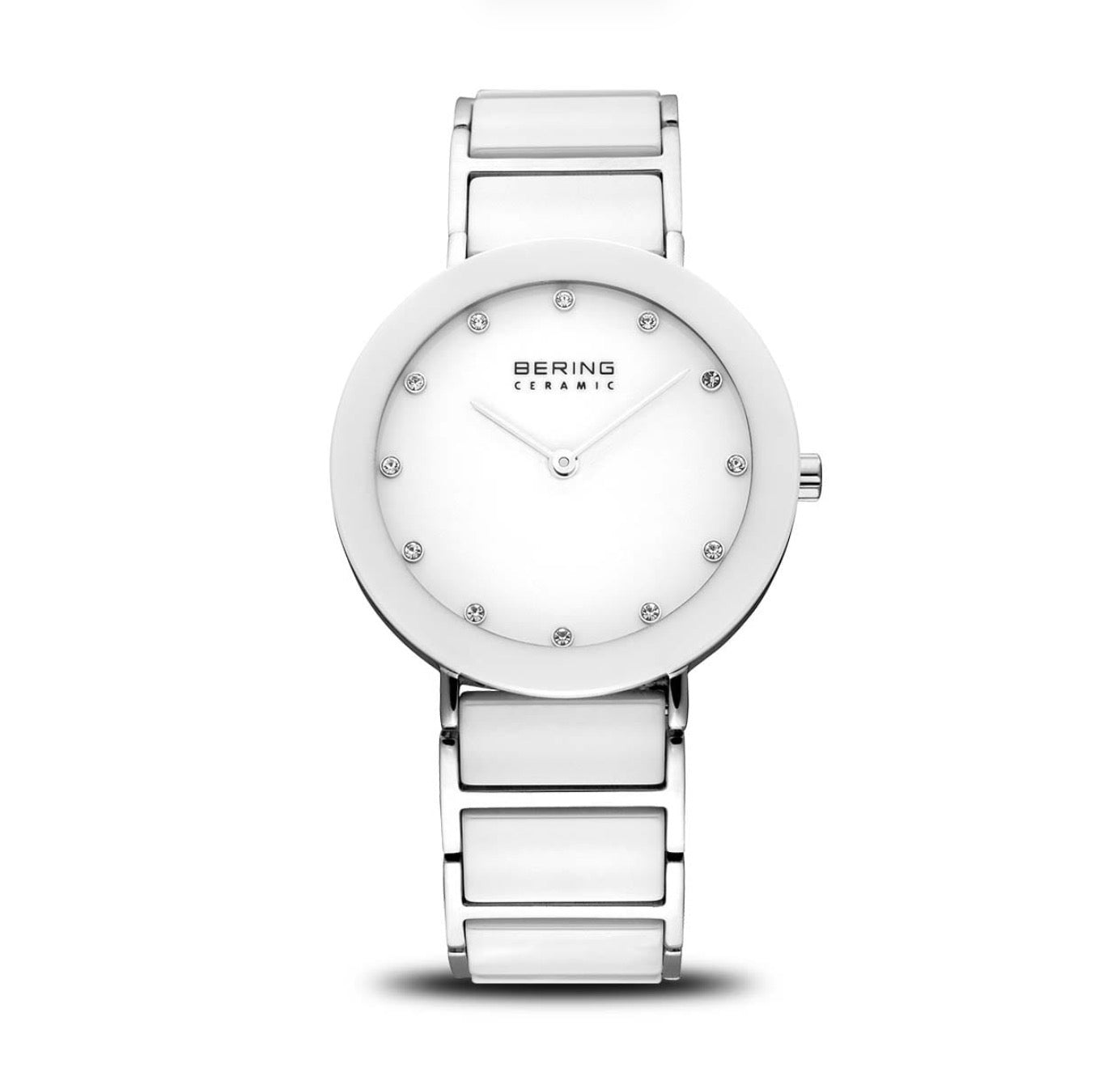 LDS BERING SS RND WHT DL. DOTS CERAM BW