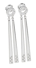 LADIES SILVER ART DECO LONG STRAND EARRINGS