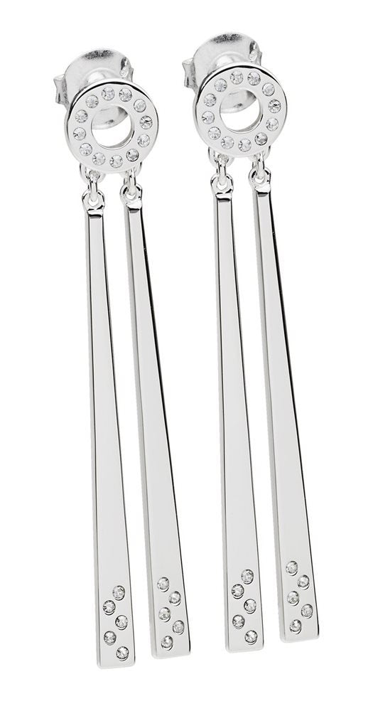 LADIES SILVER ART DECO LONG STRAND EARRINGS