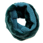 TEAL FAUX FUR & KNIT TWIST SNOOD