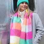 YELLOW & PINK MIX CHECK SCARF