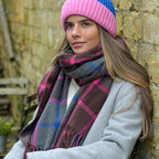 GREY & PURPLE MIX CHECK SCARF
