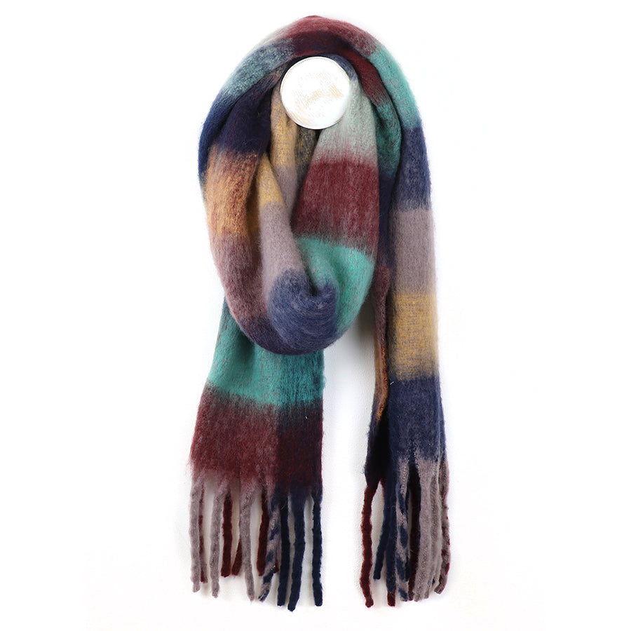 EARTHY MIX CHECK SCARF FLUFFY