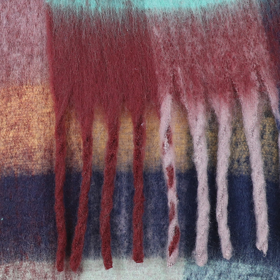 EARTHY MIX CHECK SCARF FLUFFY