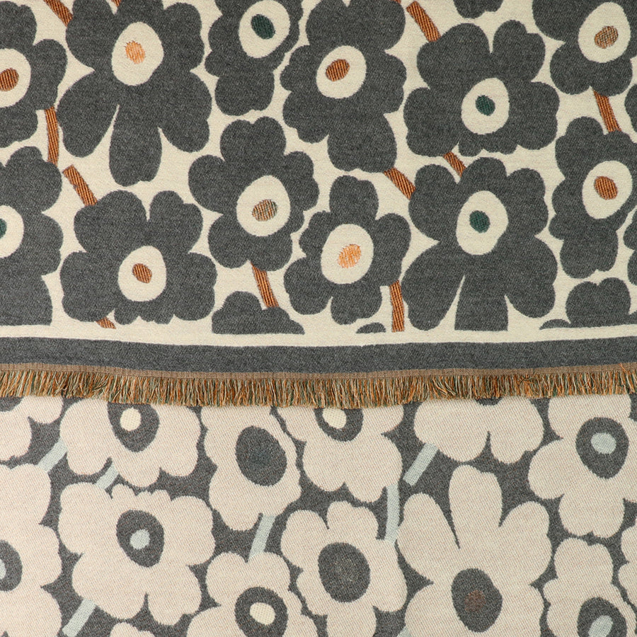 Grey Mix poppy print jacquard scarf