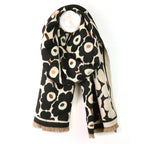 Monochrome poppy print jacquard scarf