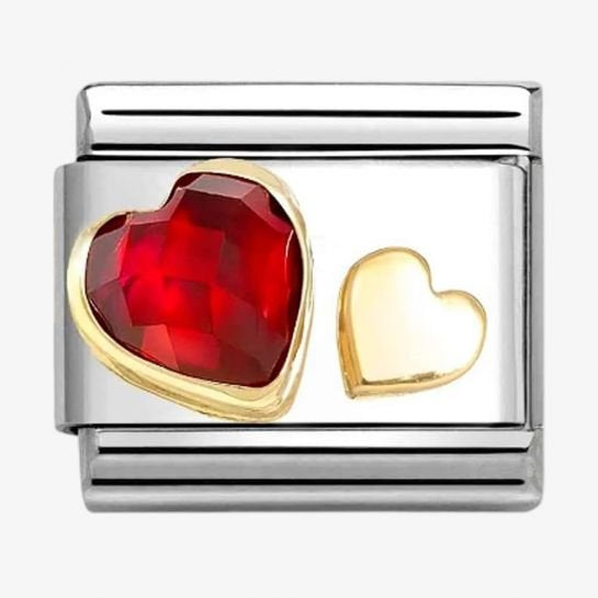 NOM RED CZ HEART & 18YG HEART - SYMBOLS CZ