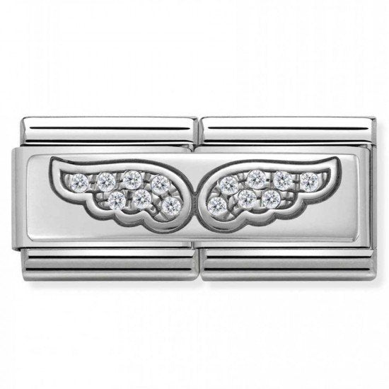 NOM DOUBLE RICH WHITE CZ ANGEL WINGS
