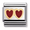 NOM RED DBLE HEART ENAMEL - LOVE
