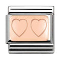 NOM ROSE GOLD PLATE DBLE HEART