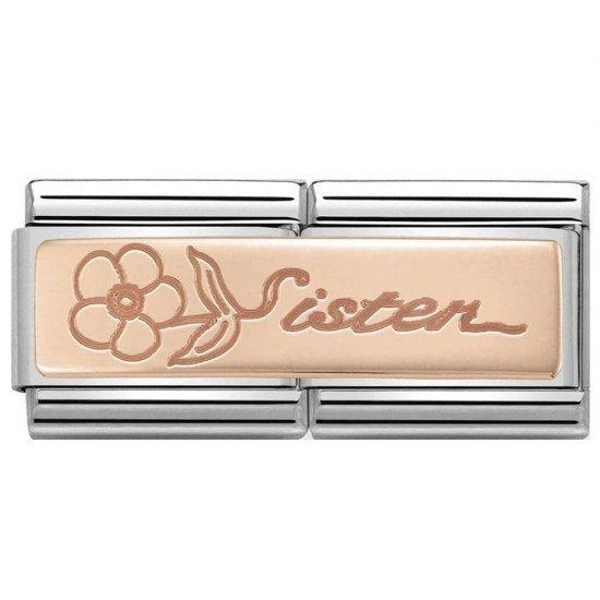 NOM RG SISTER WITH FLOWERS DOUBLE ENGRAVED