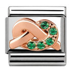 NOM ROSE GOLD GREEN CZ KNOT - LUCK