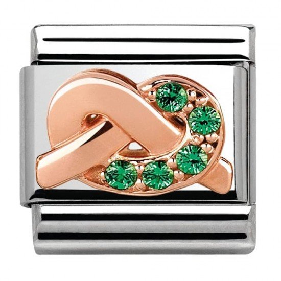 NOM ROSE GOLD GREEN CZ KNOT - LUCK
