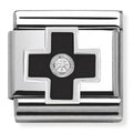 NOM CZ BLK CROSS SILV SHINE