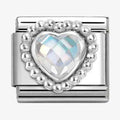 NOM CZ HEART WHITE SILV - DOT RICH SETTINGS