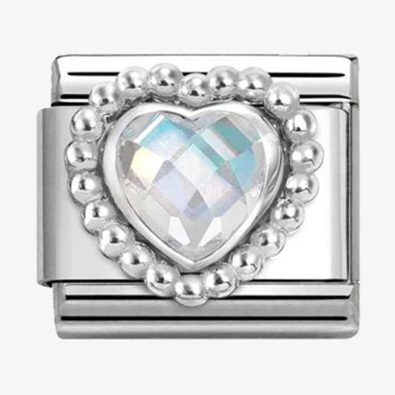 NOM CZ HEART WHITE SILV - DOT RICH SETTINGS