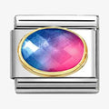 NOM OVAL CZ LIGHT BLUE & RED - FACET STONE