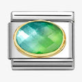 NOM OVAL CZ BLUE & GREEN - FACET STONE