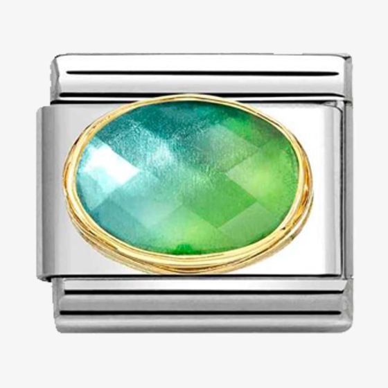 NOM OVAL CZ BLUE & GREEN - FACET STONE