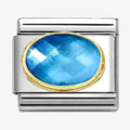 NOM OVAL CZ LIGHT BLUE BLUE - FACET STONE