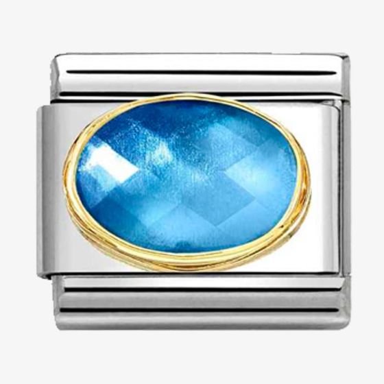 NOM OVAL CZ LIGHT BLUE BLUE - FACET STONE