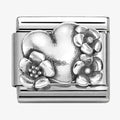 NOM SILV SHINE HEART WITH FLOWERS - OXID SYMBOLS